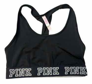 Victoria's Secret Womens PINK Nation Black Active Crop Bralette