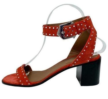 Givenchy Elegant Suede Studded Strap Ankle Wrap Block Heel