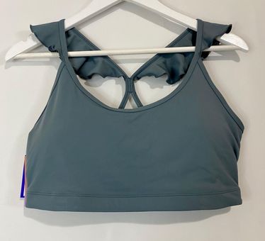 Joy Lab Women's Strappy Ruffle Sports Bra Storm Grey Size Large NWT Gray -  $14 New With Tags - From Extending