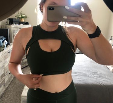 Alphalete Surface Path High High Support Cut Out Sports Bra Green