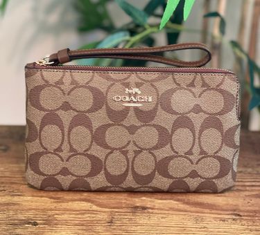 Coach Large Corner Zip Wristlet In Signature Canvas