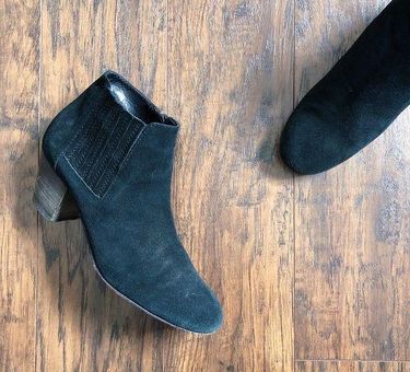 Aquatalia Fallyn suede ankle boots black leather heeled booties