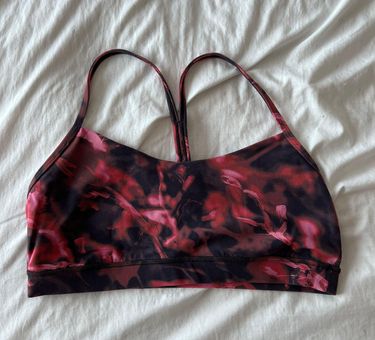 Lululemon Flow Y Bra Sports Bra (Black/Pink Floral Pattern