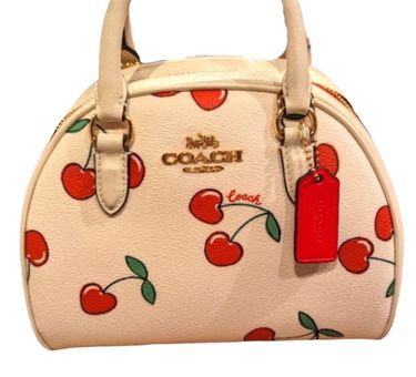 Coach Sydney Satchel With Heart Cherry Print