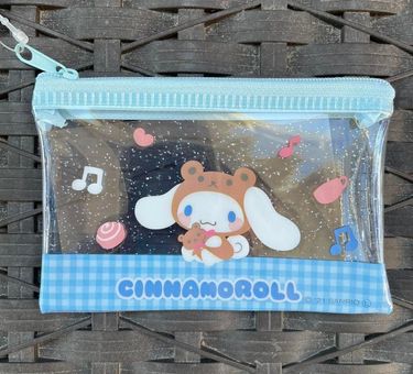 Sanrio Cinnamoroll Glitter Pouch Clear Zippered Pencil Case NEW