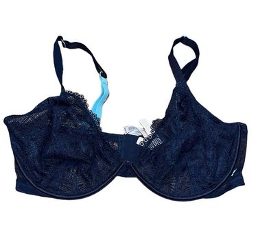 Victoria's Secret Women's Unlined Demi lace unpadded bra in navy Blue Size  38 F / DDD - $22 - From Julia
