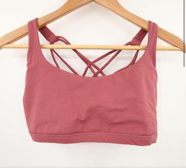 CRZ Yoga Sports Bra Pink Blush Mauve Racerback Criss Cross