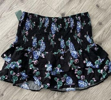 New Wild Fable Floral Smocked Crop Top Womens XL Black Purple