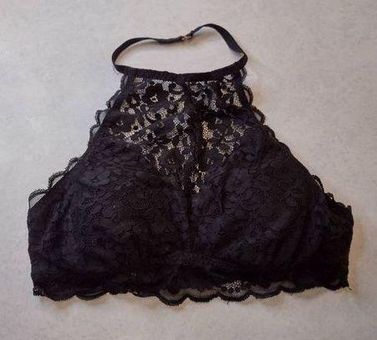 Gilly Hicks size S High Neck Halter Bralette Black Lace - $20 - From Ashley
