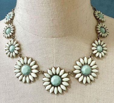 Crystal 5 Flower Pink Teal Ivory Gold Tone Statement Necklace – SPARKLE  ARMAND