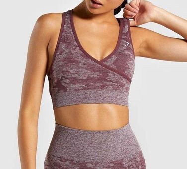 Gymshark Camo Seamless Sports Bra in Winter Berry Red Size XS - $50 New  With Tags - From May