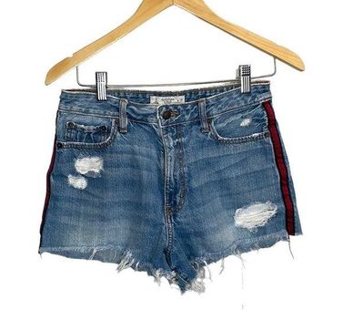 Denim shorts with red on sale stripe