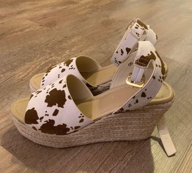 Cow print wedges sale