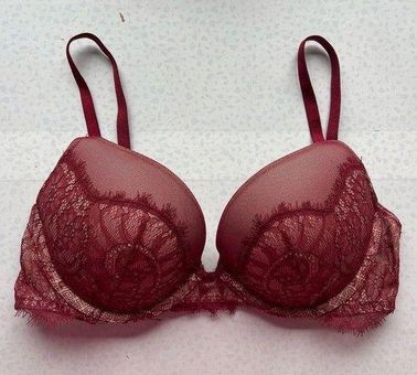 Victoria's Secret VS Dream Angels Burgundy Lace Push Up Bra Size 32D - $19  - From Paige