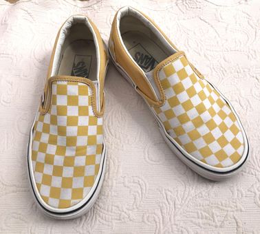 Vans Slip-On Checkerboard Skate Shoe - Golden Yellow