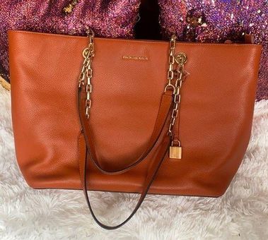 Michael Kors Burnt Orange/ Tan Leather Satchel Bag