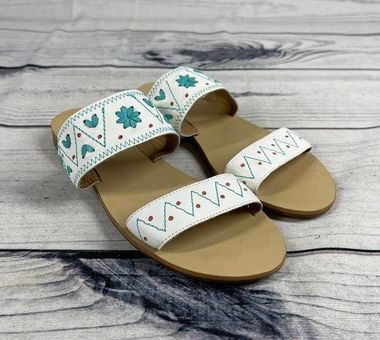 Jack Rogers USA Bianca White Sandals Flip Flops Pastel Embroidered Womens  Size 6 - Flying Ketchup