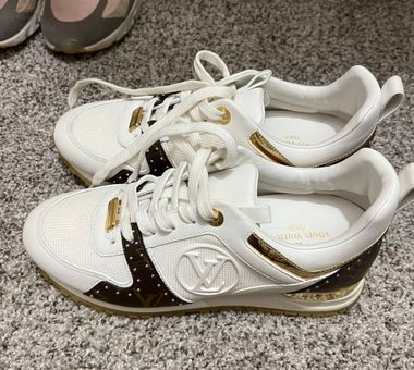 Louis Vuitton Runway Sneakers Womens Size 37 White Brown leather Gold