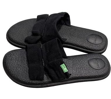 Sanuk NEW Women s Black Yoga Mat Capri Slide Sandals size 5