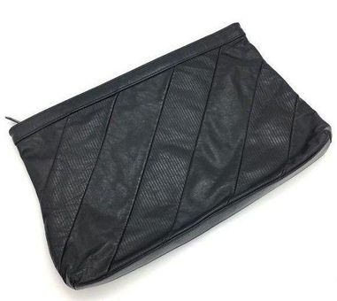 Sheek Black Bison Tall Leather Clutch-Purse