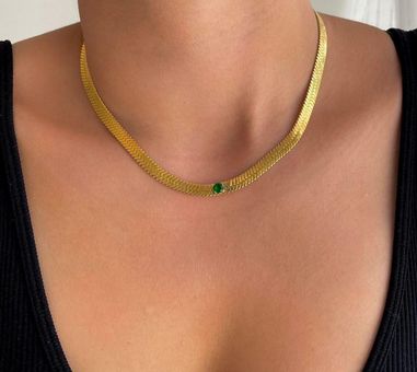 Non Tarnish Gold Jewelry 18k Stainless Steel Women Titanium Jewelry Thick  Chunky Gold Herringbone Necklace Snake Chain Choker - China Wholesale  Necklaces $2 from Market Union Co. Ltd(Qingdao) | Globalsources.com