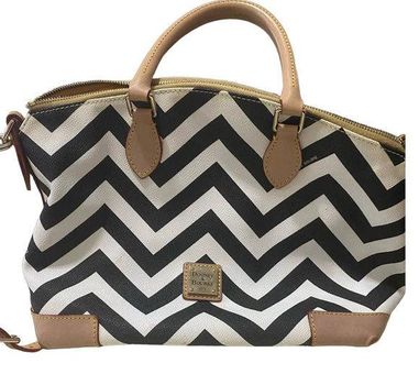 Dooney Bourke Chevron Leather Satchel Bag Black White