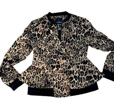 Nordstrom Trouv NWT Leopard Print Peplum Bomber Jacket Size