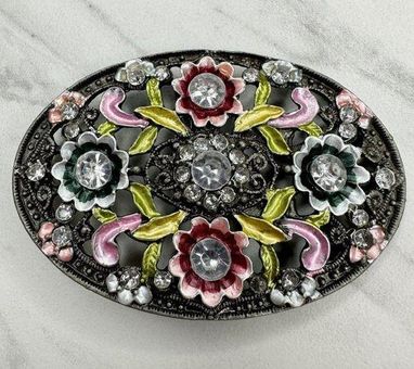 Flower Rhinestone Belt Buckles