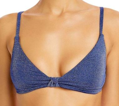 AQUA NEW Swim Womens Metallic Twist Front Bikini Swim Top