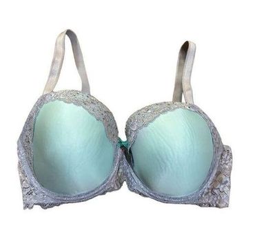 Victoria's Secret Dream Angels Lined Demi 36DD aqua & gray lace crystal  embellis Blue Size undefined - $28 - From Heather