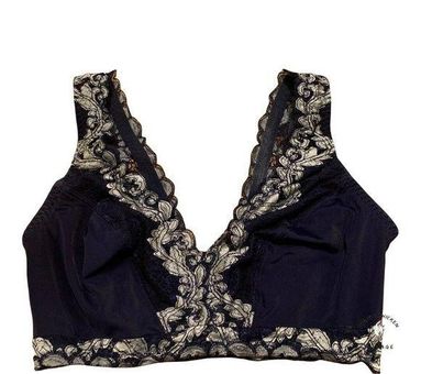 Breezies Navy blue and white bra Sz Small - lace trimmed - $17