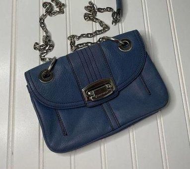 B. Makowsky Women's Blue Leather Square Shape Zipper Shoulder Strap Purse -  $30 - From Iryna