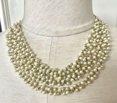 Layered Multi Strand Faux Pearl Necklace with Gold Bead Accents | Faux  pearl necklace, Faux pearl, Necklace