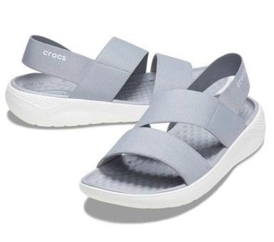 Crocs Women s LiteRide Stretch Ankle Strap Sandal Light Grey