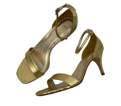 Lilly Pulitzer Natalie Sandals Ankle Strap Gold Metallic Genuine