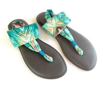 Sanuk NWOT Sling Strap Thong Sandal Yoga Mat Turquoise Blue Beach