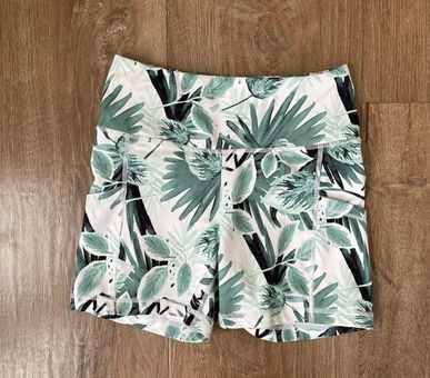 Senita Athletics Rio Shorts 3.75 inseam green palm print pockets