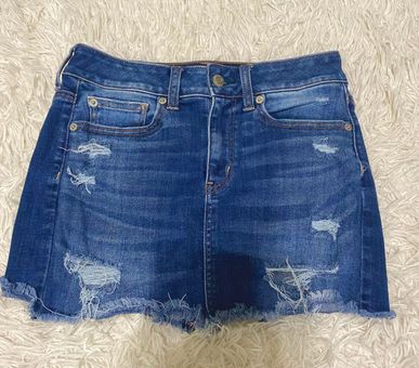 American Eagle vintage distressed denim skirt size 4 button closure | eBay