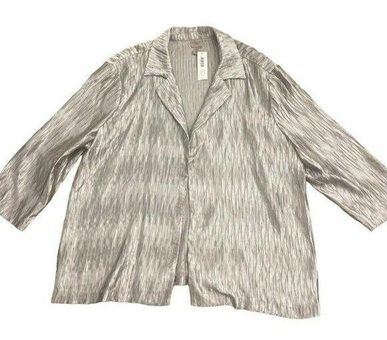 Chico's Easywear Silver Jacket size 3 XL Caroline Texture Metallic