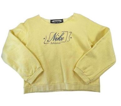 Nike Vintage 90s Athletics Pastel Yellow Script Spell Out Boxy Fit