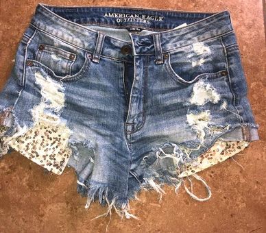 American Eagle Sequin Denim Shorts for Women