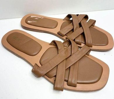 Crevo Sandals Womens Size 12 Brown Leather Slip On Slides 28