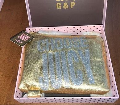 Juicy Couture Retro Pam & Gela Choose Juicy Gold Glitter Wristlet