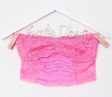 Free People Neon Pink Lace Bandeau Bralette Size M - $14 - From Avril