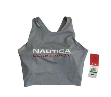 Nautica Competition Sports Bra Crop Top Light Grey Heather Logo
