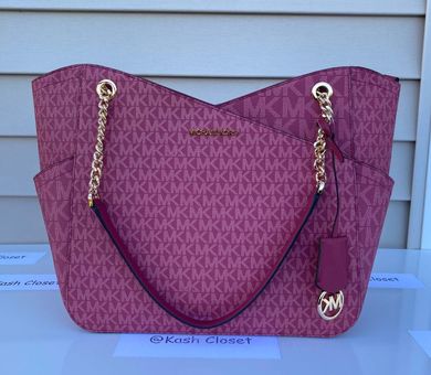 Michael Kors Jet Set Large Logo Shoulder Bag (Berry)