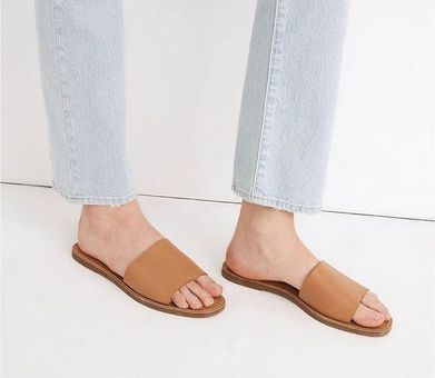 Madewell The Boardwalk Post Slide Sandal Desert Camel Brown