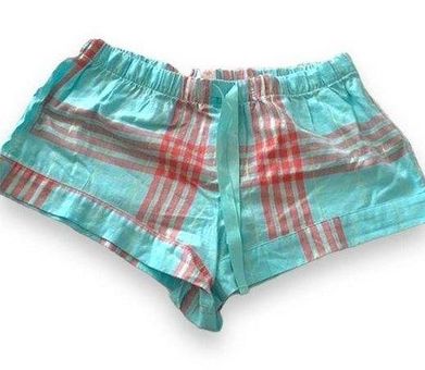 Victoria's Secret Womens Pajama Shorts Sz M Blue Salmon Gold Plaid Soft -  $12 - From Katie