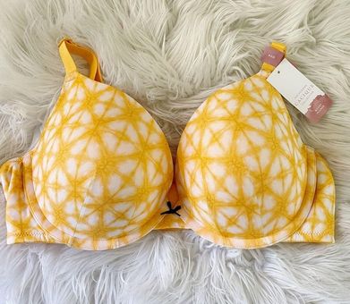 Cacique Lane Bryant Yellow Tie Dye Boost Plunge Underwire Bra