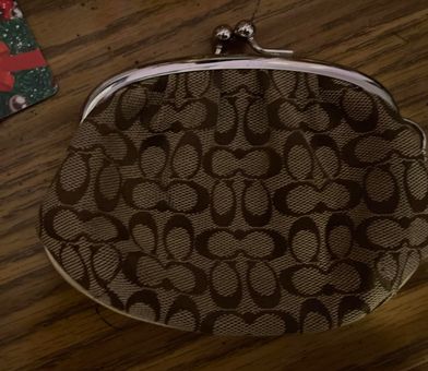 Coach Mini Signature Coin Purse Keychain Fob Jacquard Suede Kisslock  Vintage W10 | eBay